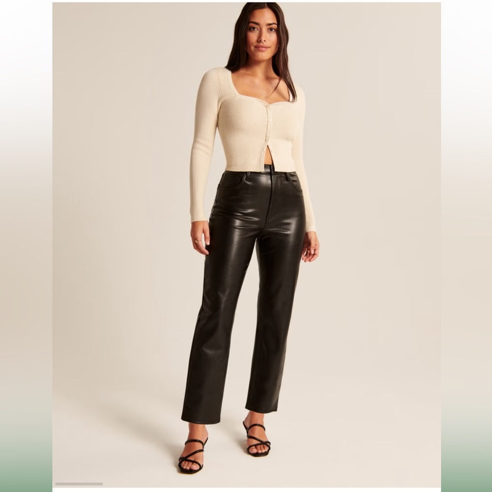 Abercrombie & Fitch high-waisted leather straight pant
